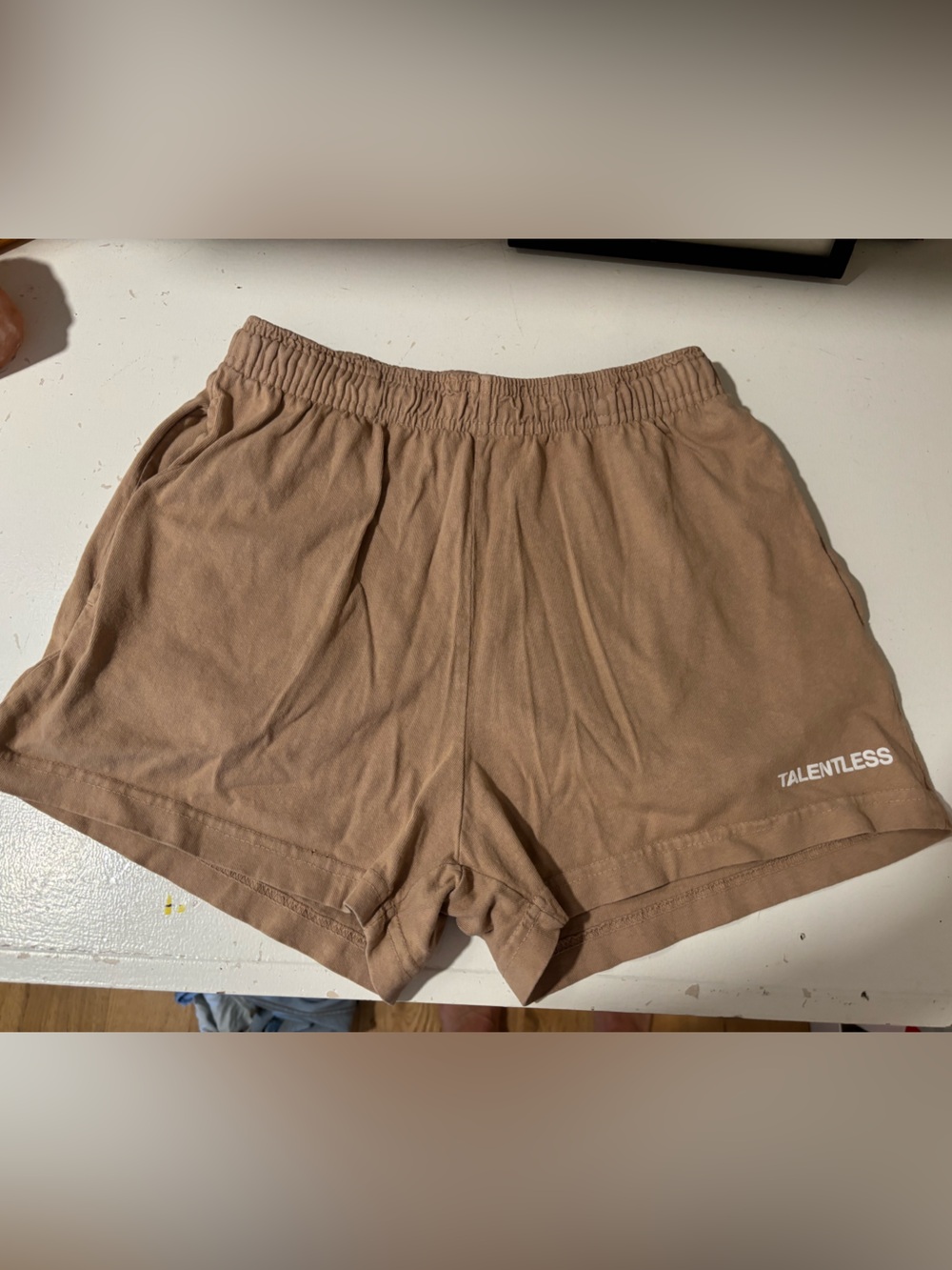 TALENTLESS Drawstring cotton Elastic-Waist drawstring varsity style shorts